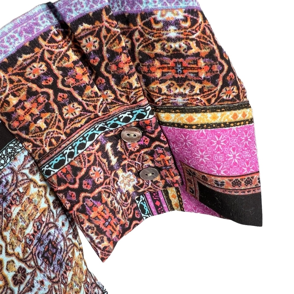 Rose + Olive Shirt Patchwork Pattern Long Sleeve … - image 3